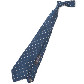 BL】シルクウール小紋ネクタイ 7.5cm幅/ネイビー/ITALIAN