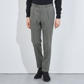 【5DAYS CLOSET】【RBC】【秋冬】1タックテーパードパンツ/グレー×チェック/ウエストムーブ/※裾上げ必要