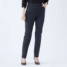 【就活.】【年間】【BL】ストレートパンツ/ネイビー/ウエストシャーリング/ウォッシャブル＆ストレッチ/裾上げ必要