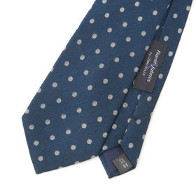 SILVER LINE】シルクウールドットネクタイ 8.5cm幅/ネイビー
