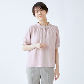 SILVER LINE/7分袖】2WAYタイ付きハイネックプルオーバー