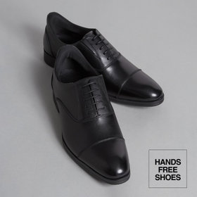 【発送在庫あり】靴べら不要！ハンズフリー仕様/ストレートチップ/ブラック