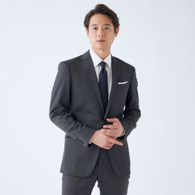 KSW】【年間】2釦シングルスーツ 0タック/グレー/ウエストムーブ