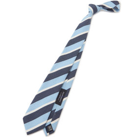BL】シルクストライプネクタイ 7.5cm幅/ネイビーブルー×ブラウン