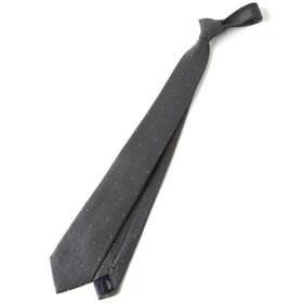 BL】シルク小紋ネクタイ 7.5cm幅/グレー（B24SA-04_GR_S）｜レディース