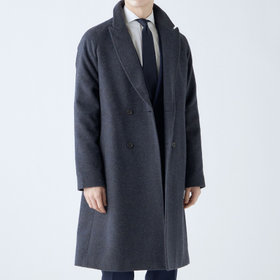 ★M★ regleam ネイビー ウールコート ダブルブレスト SL】ウールブレンド ラグランダブルチェスターコート/ネイビー/RE