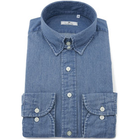 GIANNETTO／ホリゾンタルカラーシャツ／インディゴブルー／L GIANNETTO／ジャンネット／ホリゾンタルカラー／インディゴブルー／M