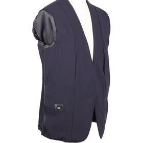 ノーカラージャケット ネイビー Sサイズ 44 ストレッチ・ウォッシャブル・イージーケア・接触冷感】8分袖カラー