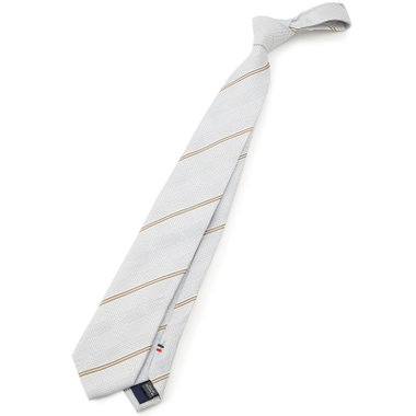 【BLACK LINE】シルクブレンドストライプネクタイ 7.5cm幅/グレー