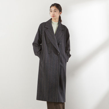 チャコールグレー ダブルブレスト チェスターコート EDIFICE（エディフィス）の「LOROPIANA ダブルブレスト チェスター