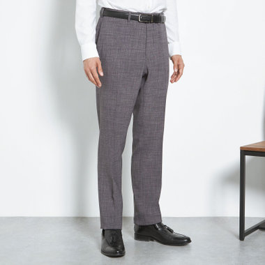 【SLIM TAPERED】【春夏】0タックテーパードパンツ/グレー×スラブ/ウエストムーブ/4S SUSTAINABILITY&ECOLOGY FABRIC「ウォッシャブル」「ストレッチ」/※裾直し必要