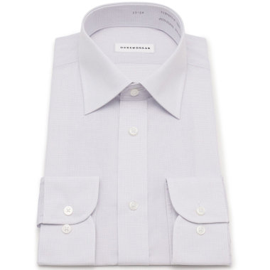 【発送在庫あり】【形態安定】ワイドカラーワイシャツ/グレー×チェック