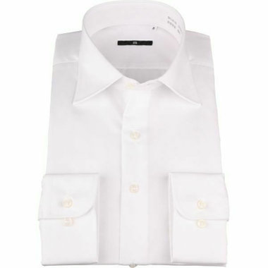 【WEB限定/OUTLET/汚れ・変色・キズ等有】【BL-3】【形態安定】ワイドカラードレスワイシャツ/ホワイト×ソリッド