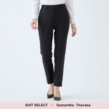 【SUIT SELECT×Samantha Thavasa】【年間】ストレートパンツ/究極のブラック/4S/マシンウォシャブル/※裾上げ必要