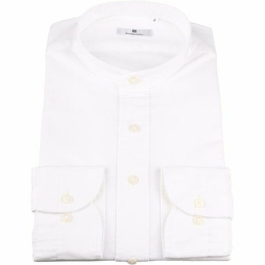 【WEB限定/OUTLET/汚れ・変色・キズ等有】【CLASSICO TAPERED】バンドカラードレスワイシャツ/ホワイト×ソリッド