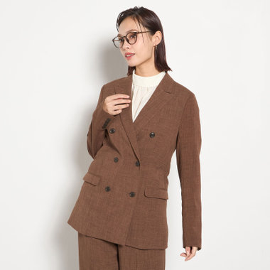 【RELAX WIDE】【年間】 ダブルジャケットワイドパンツスーツ/ブラウン/4S SUSTAINABILITY&ECOLOGY FABRIC/※パンツ裾上げ済仕様