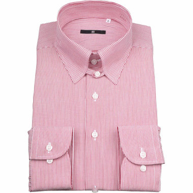 【WEB限定/OUTLET】【BL】【形態安定】タブカラードレスワイシャツ/ワイン＆ホワイト×ストライプ/Oil guard