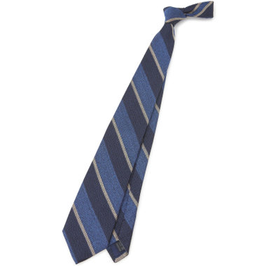 【SILVER LINE】コットンウールシルクストライプネクタイ 8.5cm幅/ネイビー/ITALIAN FABRICS