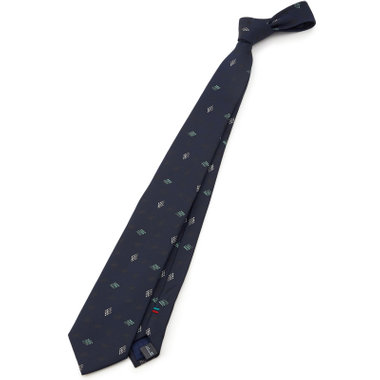 【BLACK LINE】シルクブレンド小紋ネクタイ 7.5cm幅/ネイビー