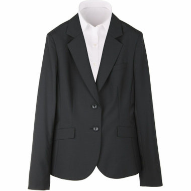 【WEB限定/OUTLET】【発送在庫あり】【就活】【年間】【CROSS CURVELINE】セットアップ2釦ジャケット/ブラック×ソリッド+UVカット・ストレッチ・ウォッシャブル