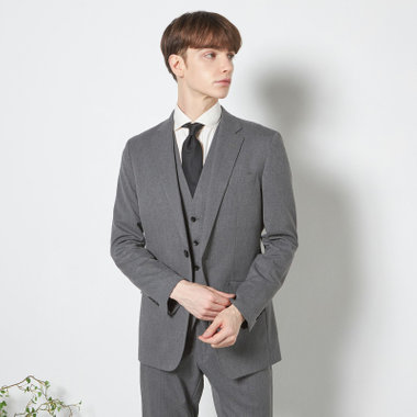 【SLIM TAPERED_2】【年間】2釦シングルスリーピーススーツ 0タック/グレー/ウエストシャーリング/4S SUSTAINABILITY&ECOLOGY FABRIC/※パンツ裾上げ済仕様