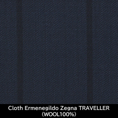 【国内縫製】【MEN'S】【パターンオーダー】【CLASSICO TAPERED S】【春夏】スーツ/ネイビー×ストライプ/Cloth Ermenegildo Zegna TRAVELLER(WOOL100%)
