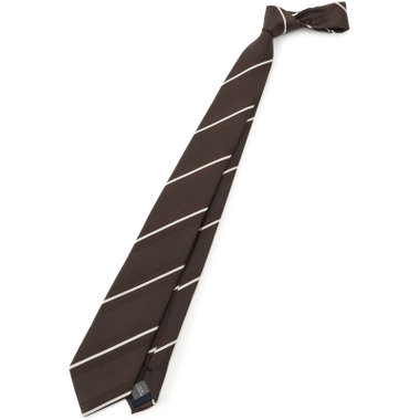 【BLACK LINE】シルクブレンドストライプネクタイ 7.5cm幅/ブラウン×ホワイト