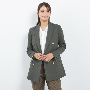 【SILVER LINE】【秋冬】6釦2掛けダブルブレザー/4S SUSTAINABILITY&ECOLOGY FABRIC/グレー×メタル釦