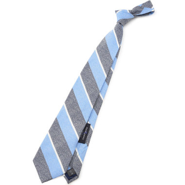 【SILVER LINE】コットンシルクストライプネクタイ 8.5cm幅/ネイビー×ブルー/Finest fabrics by COMO ITALY