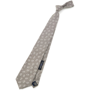 【SILVER LINE】シルクリネンペイズリーネクタイ 8.5cm幅/グレー/Finest fabrics by COMO ITALY