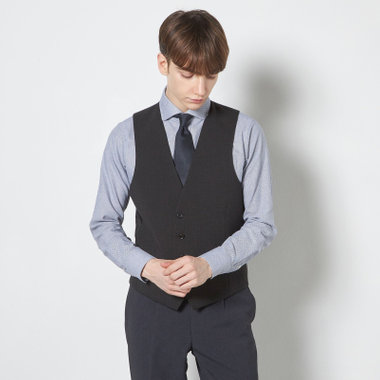 【SLIM TAPERED_2】【春夏】リバーシブルジレ(ベスト)/ブラック＆グレー/4S SUSTAINABILITY&ECOLOGY FABRIC