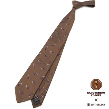 【SILVER LINE】シルク小紋ネクタイ 8.5cm幅/ブラウン/SARUTAHIKO COFFEE