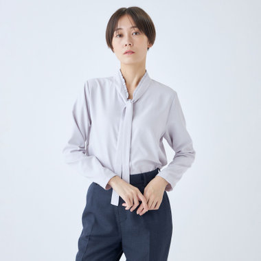 SL/長袖】ロングタイプルオーバーブラウス/アイスグレー/2WAY