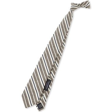 【SILVER LINE】シルクストライプネクタイ 8.5cm幅/ブラウン×ホワイト/Finest fabrics by COMO ITALY