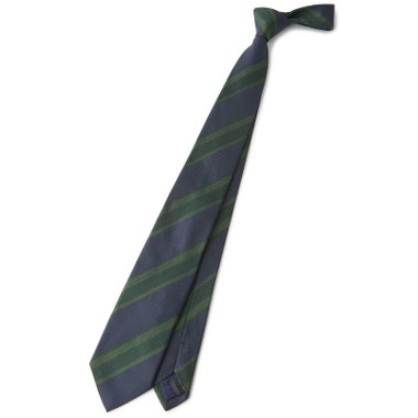 【BLACK LINE】コットンシルクストライプネクタイ 7.5cm幅/ネイビー×グリーン/ITALIAN FABRICS
