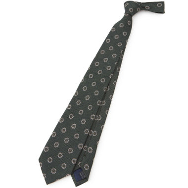 【発送在庫あり】【SILVER LINE】コットンウールシルク小紋ネクタイ 8.5cm幅/グリーン/ITALIAN FABRICS