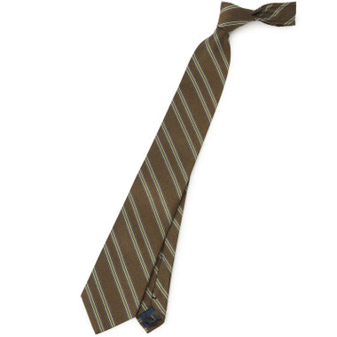 【SILVER LINE】シルクストライプネクタイ 8.0cm幅/ブラウン×グリーン