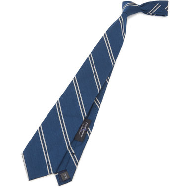 【SILVER LINE】シルクウールストライプネクタイ 8.5cm幅/ネイビー/Finest fabrics by COMO ITALY