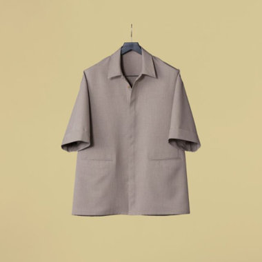 「TailoredCasual」【春夏】ハーフスリーブシャツ/ブラウン