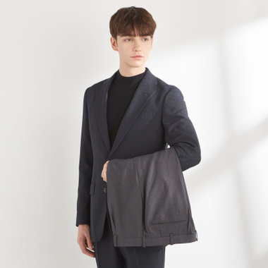 【CLASSICO TAPERED】【秋冬】コーディネートパンツ付き/2釦シングルスーツ 1タック/ネイビー×グレンチェック+グレーソリッドパンツ/ウエストムーブ/4S SUSTAINABILITY&ECOLOGY FABRIC/※パンツ裾上げ済仕様