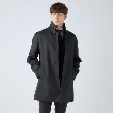 【SL】レイヤードスタンドカラーコート/グレー/WATERPROOF