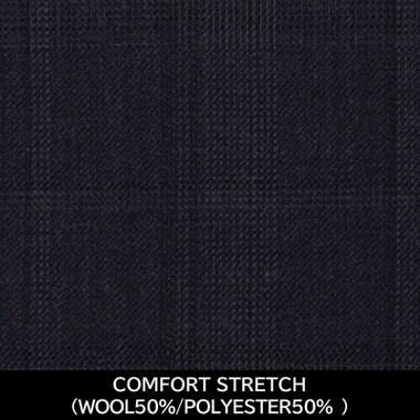 【国内縫製】【MEN'S】【パターンオーダー】【SLIM TAPERED】【秋冬】スーツ/ネイビー×チェック/COMFORT STRETCH (WOOL50%/POLYESTER50%)