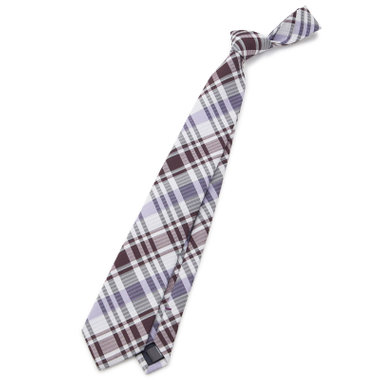 【BLACK LINE】シルクブレンドチェックネクタイ 7.5cm幅/ワイン×パープル
