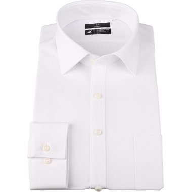 【SKINNY】ワイドドレスワイシャツ/ホワイト/「4S」スーパーノンアイロン・ストレッチ