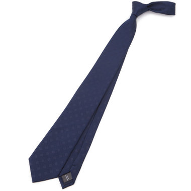 【BLACK LINE】シルクブレンド小紋ネクタイ 7.5cm幅/ネイビー