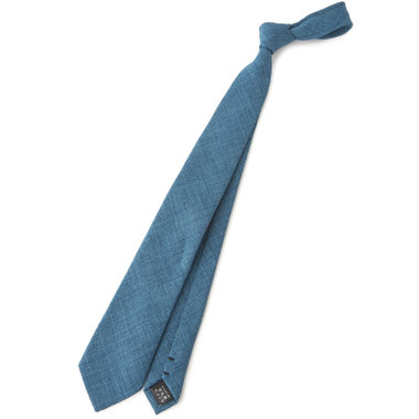 【BLACK LINE】ポリエステルソリッドネクタイ 7.5cm幅/ブルー/ウォッシャブル