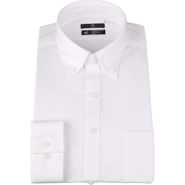 【SKINNY】【スーパーノンアイロン】ボタンダウンドレスワイシャツ/ホワイト×ドビー/SUPER NON IRON 4S