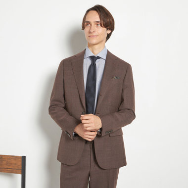 【CLASSICO TAPERED】【春夏】3釦段返りシングルスーツ 2タック/ブラウン/NEW ZEALAND WOOL MIX/裾直し必要