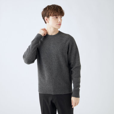 【RBC】【秋冬】ソフトシャギーウールクルーネックニットセーター/グレー