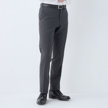 【SLIM TAPERED】【春夏】0タックテーパードパンツ/グレー×チェック/ウエストムーブ/※裾上げ済み仕様